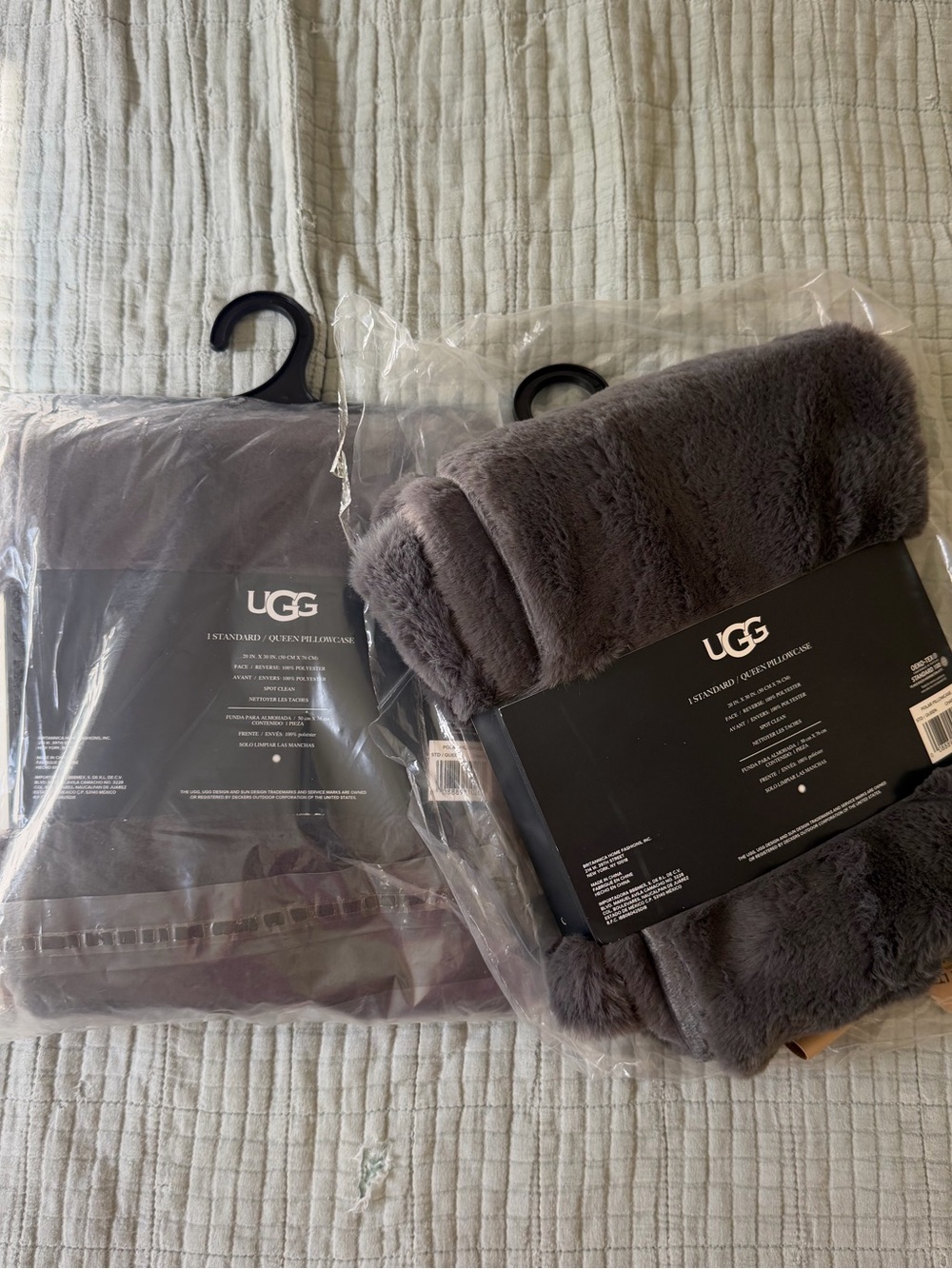 NWT UGG polar faux fur standard queen pillowcases - set of 2